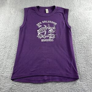 Vintage Destination Nature Shirt Mens‎ Small Purple Tank Top Bahamas Turtles